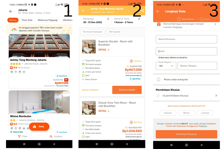 cara pesan hotel online di pegipegi