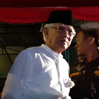 Ulama kharismatik asal Rembang, Jawa Tengah KH Mustofa Bisri atau Gus Mus di forum ulang tahun tahun ke 75 di Sam Poo Kong, Semarang, Rabu (14/8/2019) malam.