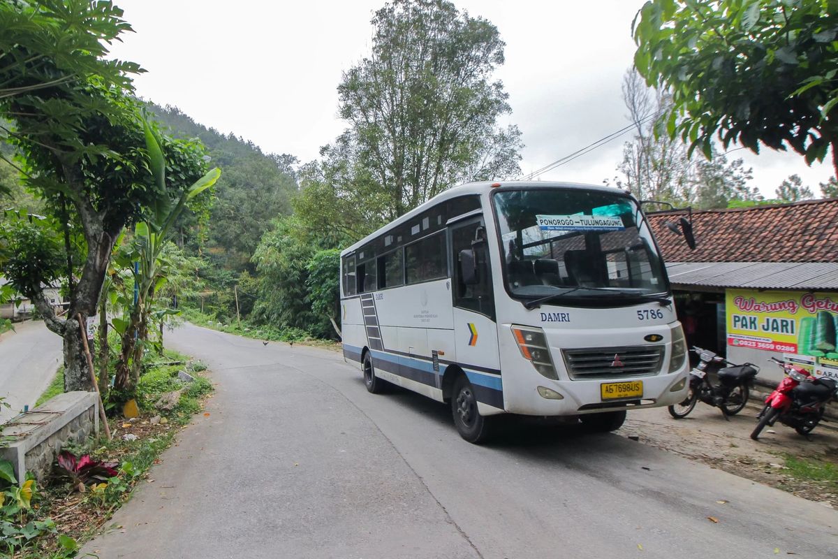 Ilustrasi bus DAMRI perintis di Ponorogo, Jawa Timur.