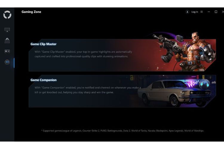 Fitur Game Clip Master dan Game Companion di Legion Space. 