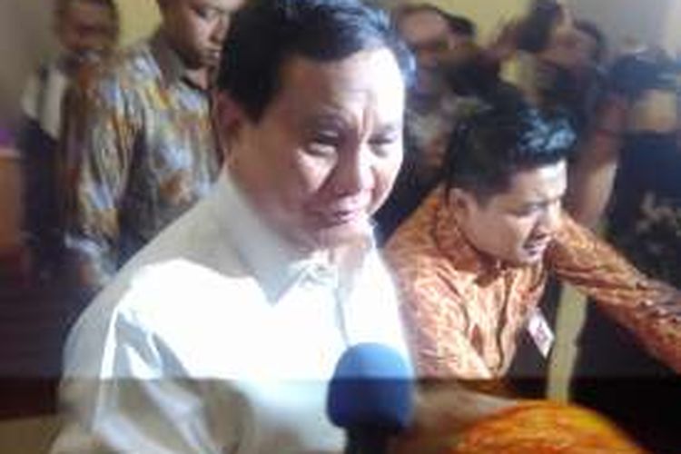 Prabowo Subianto Ketua Umum Partai Gerindra saat mendatangi DPP PKS, Selasa (1/11/2016)