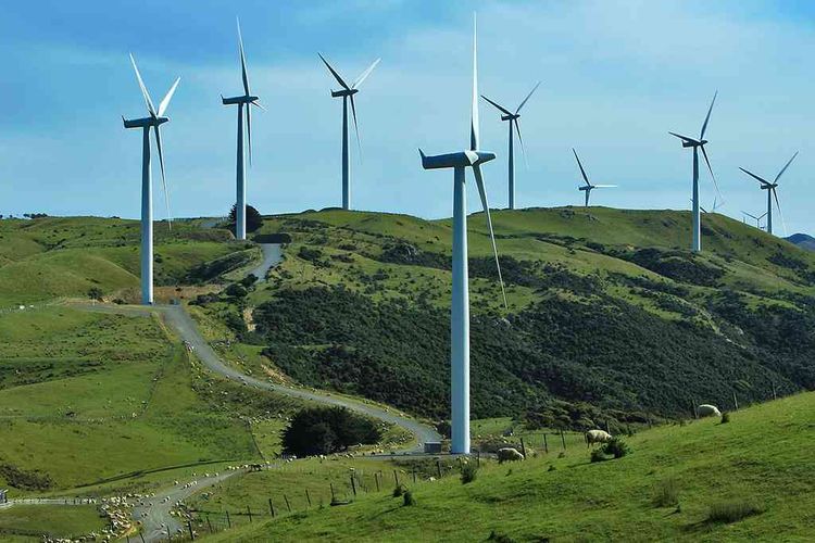 Ladang kincir angin yang terdapat di Wellington, New Zealand.