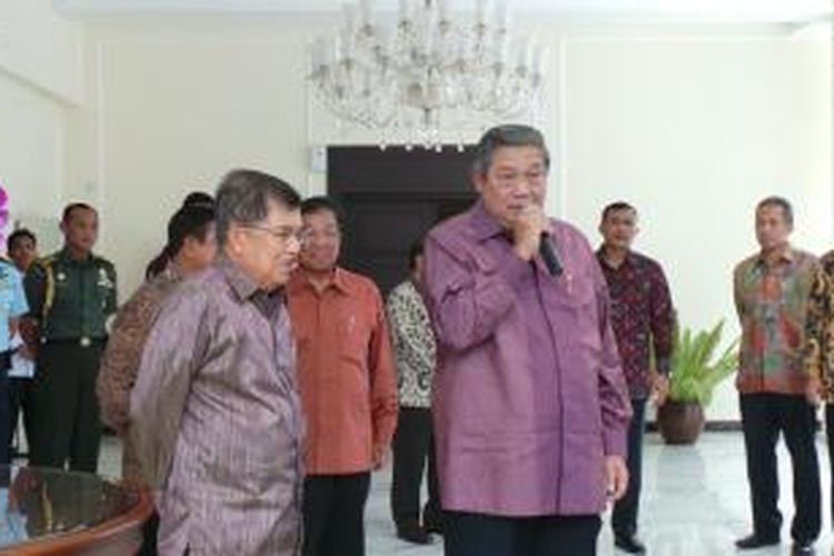 Wakil Presiden Jusuf Kalla sesuai bertemu Presiden ke-6 Susilo Bambang Yudhoyono.