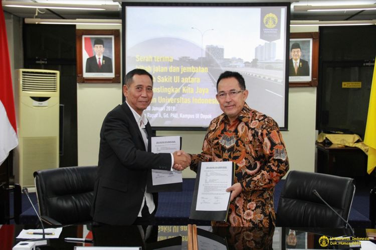 Proses serah terima aset jalan dan jembatan akses RSUI kepada pihak UI sudah dilakukan pada Rabu (30/1/2019).
