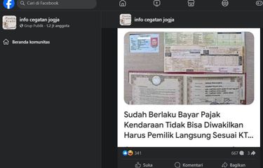Tangkapan layar soal bayar pajak yang disebut sudah tidak bisa diwakilkan.