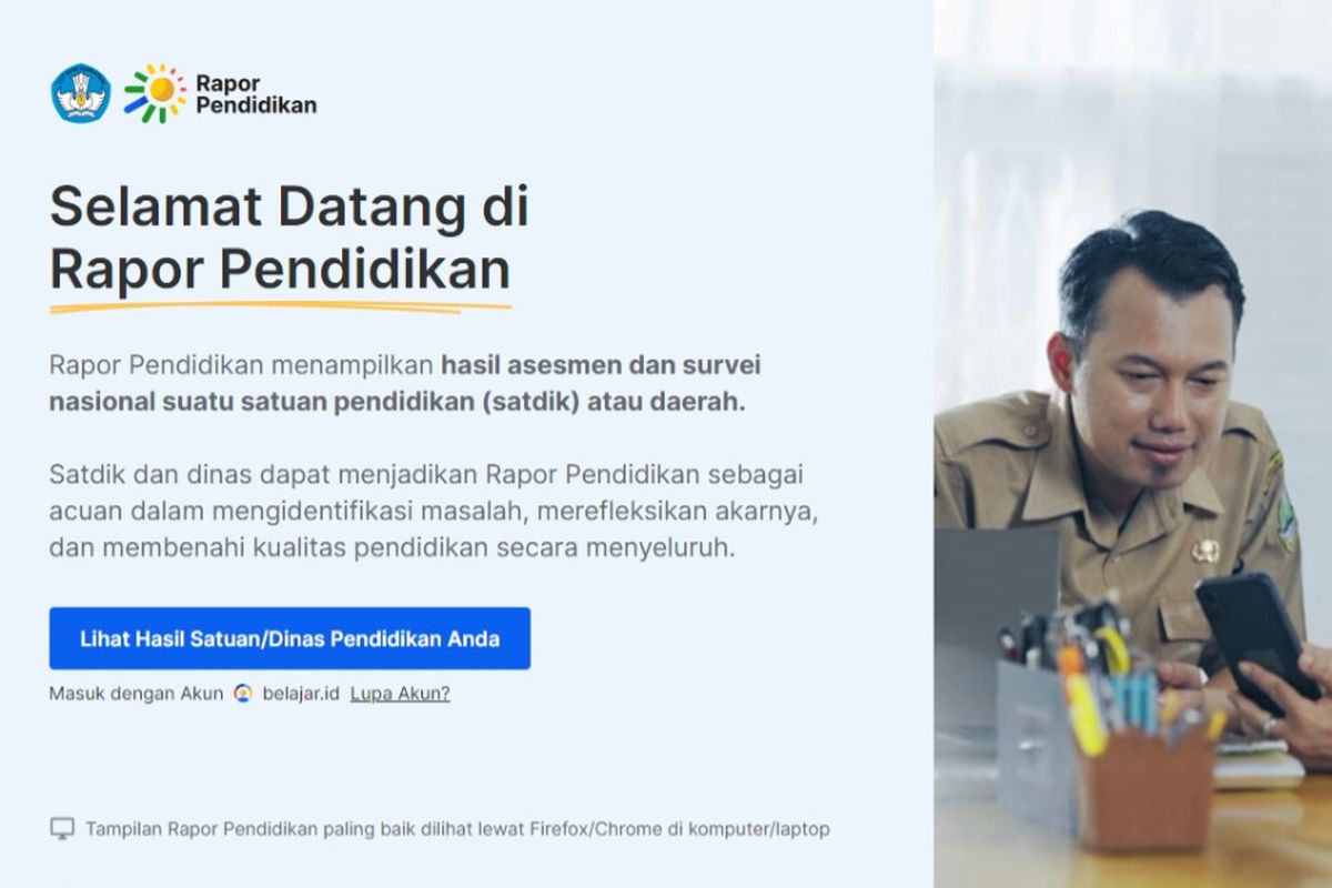 Tangkap layar laman resmi Rapor Pendidikan. 