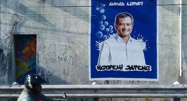 Mural Wajah Cagub Jateng Bermunculan di Brebes, Berkah bagi Seniman Jalanan 