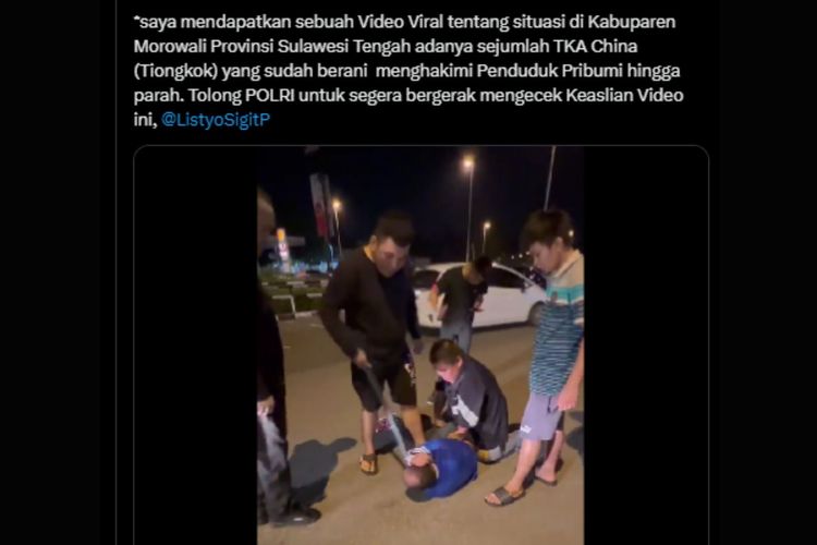 Tangkapan layar video bernarasi TKA China melakukan penganiayaan di Morowali, Sulteng.