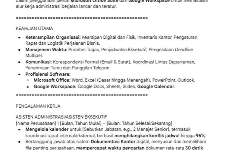 Hasil CV generated AI Administrative Staff (1)