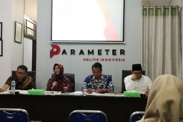 Ketua DPP PPP Qoyum Abdul Jabar, Peneliti LIPI Siti Zuhro, Direktur Eksekutif PPI Adi Prayitno dan Anggota DPR Nasir Djamil di Kantor PPI, Jakarta, Jumat (29/11/2019) 