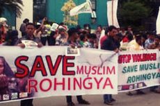 Ratusan Orang Peduli Etnis Rohingya Gelar Demo di Konjen AS  