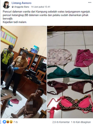 Tangkapan layar seorang pria mencuri pakaian dalam wanita di Nganjuk, Jawa Timur.