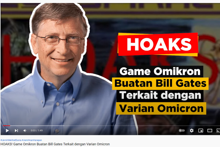 Hoaks! Informasi yang menyebutkan game Omikron buatan Bill Gates terkait varian Omicron.