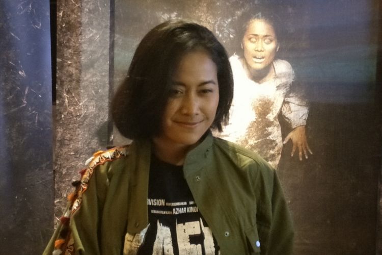 Putri Ayudya ditemui di sela acara menonton bareng film Kafir di Blok M Square XXI, Jakarta Selatan, Kamis (2/8/2018).
