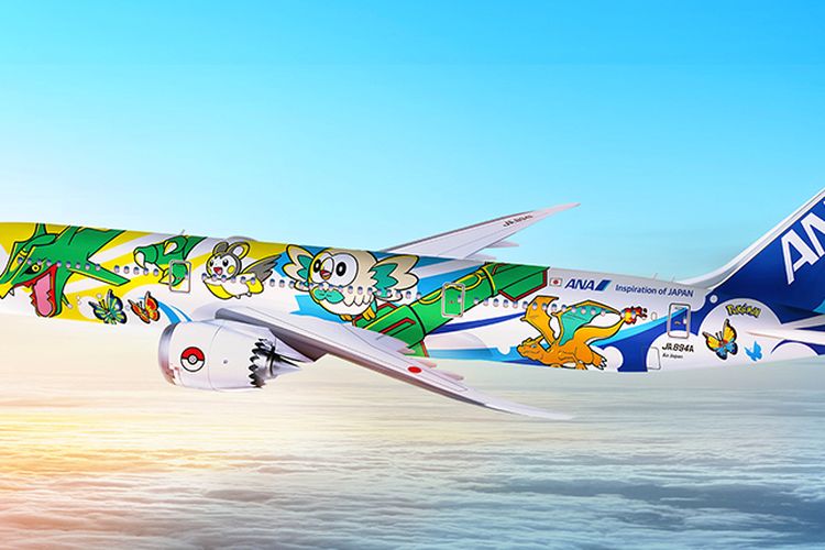 Ilustrasi pesawat All Nippon Airways Pikachu