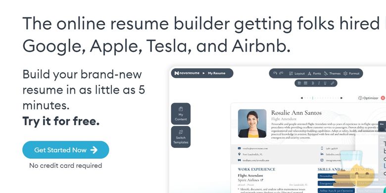 https://novoresume.com/ adalah salah satu penyedia curriculum vitae template