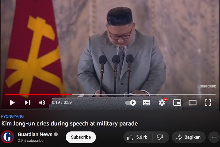 Pidato Kim Jong Un saat parade militer Korea Utara tahun 2020