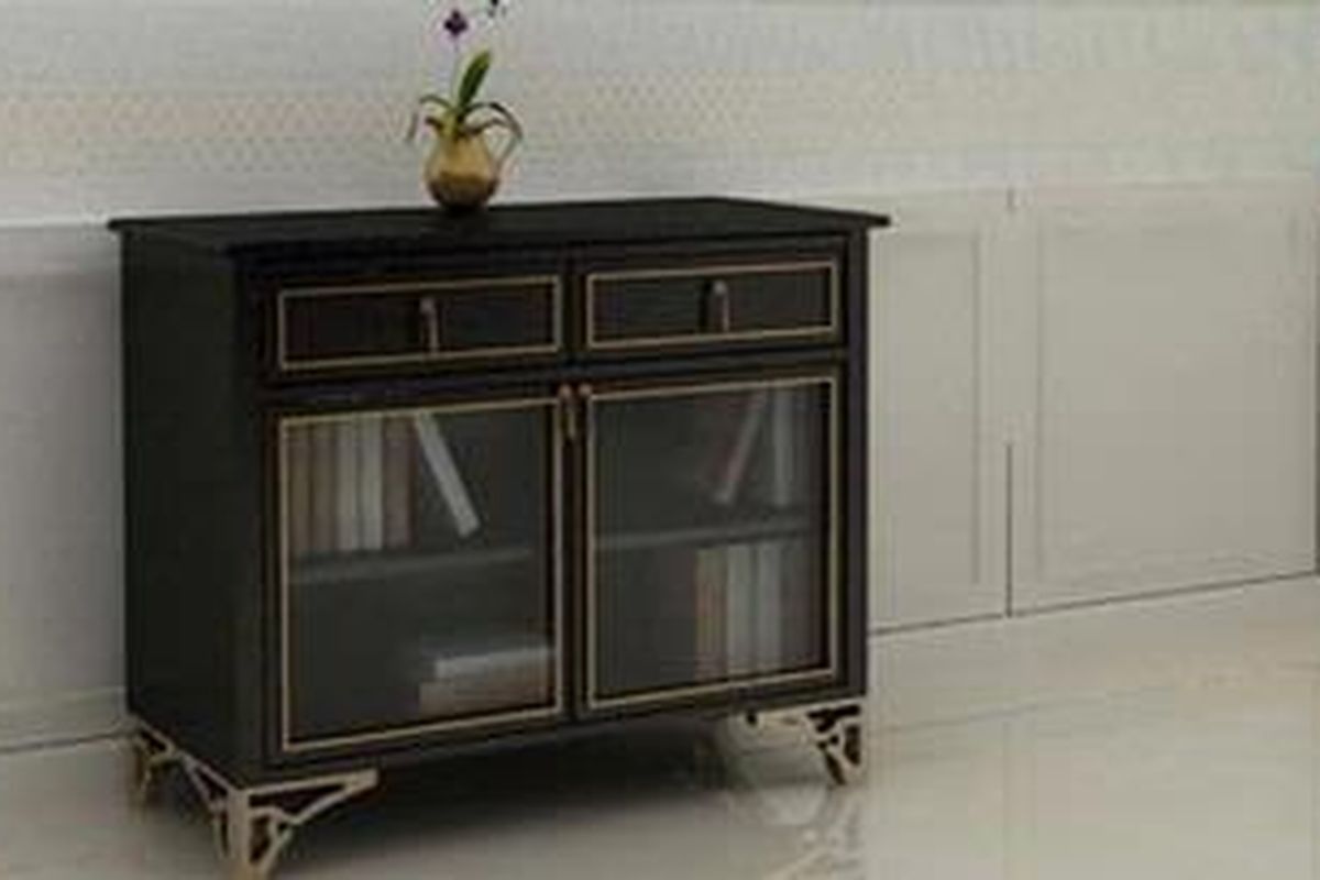Accent Book Dresser in Black and Gold Finish