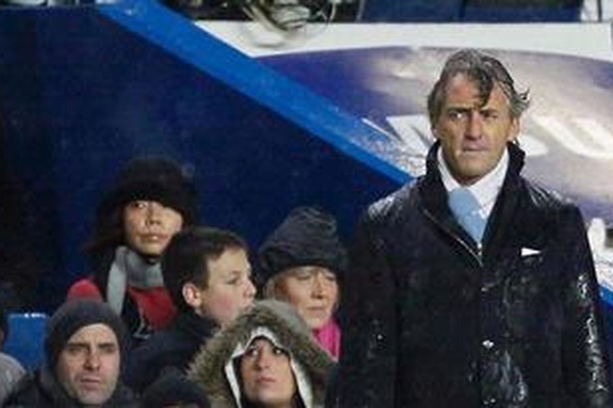 Pelatih Manchester City, Roberto Mancini.