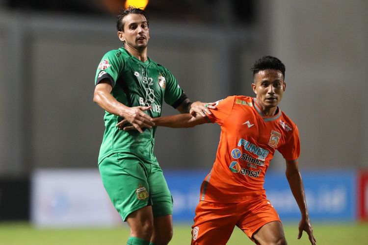 Pertandingan Borneo FC Vs Bhayangkara FC di Stadion Aji Imbut, Tenggarong, Kalimantan Timur, Kamis (16/5/2019).