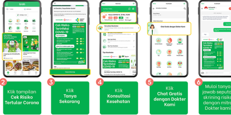 Cara kedua melakukan screening online pada aplikasi Grab.