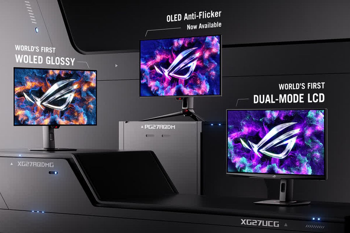 Monitor Asus ROG Strix XG27UCG (kanan) dan ROG Strix OLED XG27AQDMG