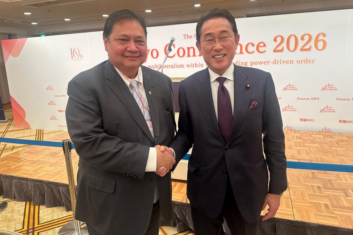 Menteri Koordinator (Menko) Bidang Perekonomian Airlangga Hartarto dalam sesi Asian Leaders Roundtable pada rangkaian acara Tokyo Conference 2026 yang diselenggarakan di Tokyo, Jepang.