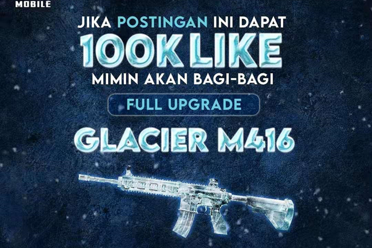 Ilustrasi Skin M416 Glacier Lv. 7 yang terdapat daam game PUBG Mobile.