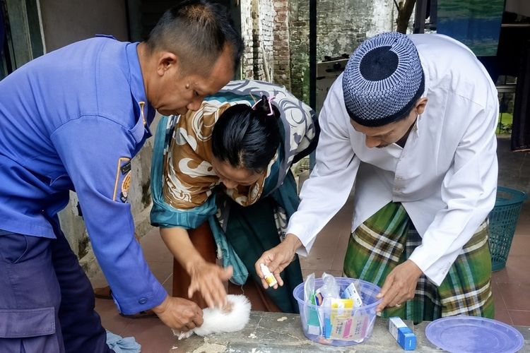 Petugas Damkar Indramayu Selamatkan Kucing yang Telinganya Tertancap Paku