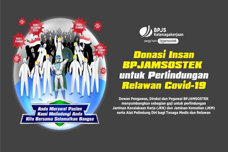 BPJAMSOSTEK berikan kontribusi positif dengan menyumbangkan gaji pegawainya hingga level direksi untuk perlindungan tenaga medis dan relawan Covid-19.