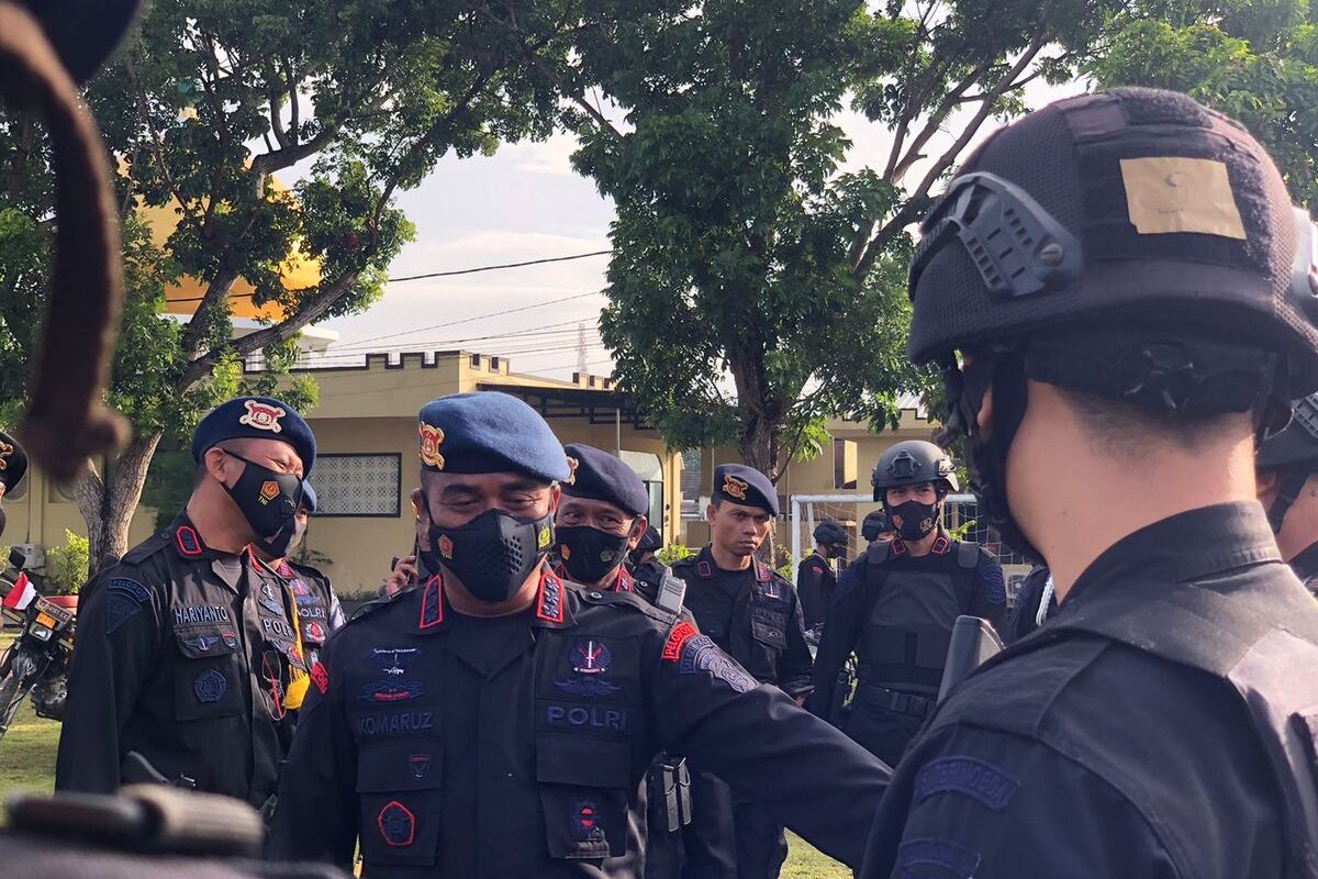 Suasana giat apel pasukan Brimob Polda NTB jelang pra Musim MotoGP