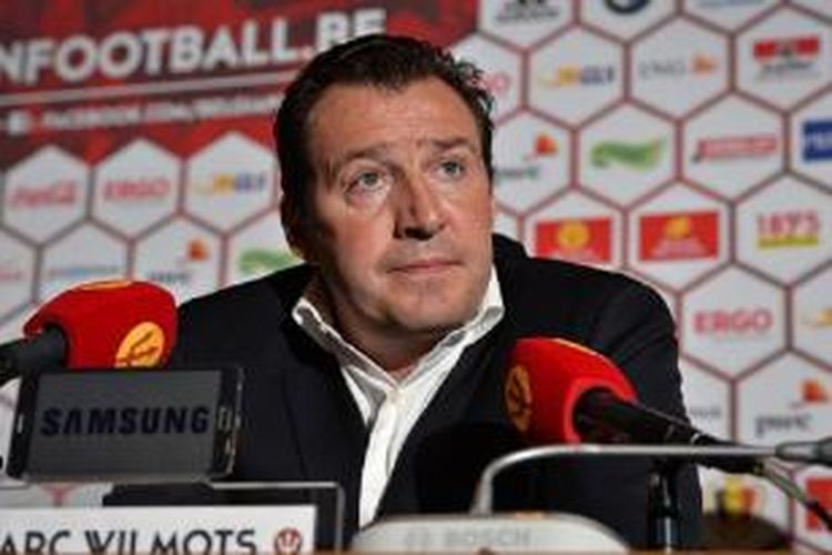 Pelatih tim nasional Belgia, Marc Wilmot, menghadiri konferensi pers untuk mengumumkan skuad timnya jelang laga kontra Italia di Brussels, Belgia, pada 6 November 2015
