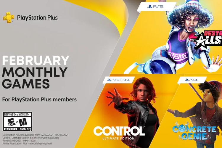 Ilustrasi tiga game gratis khusus para pelanggan PlayStation Plus Februari 2021