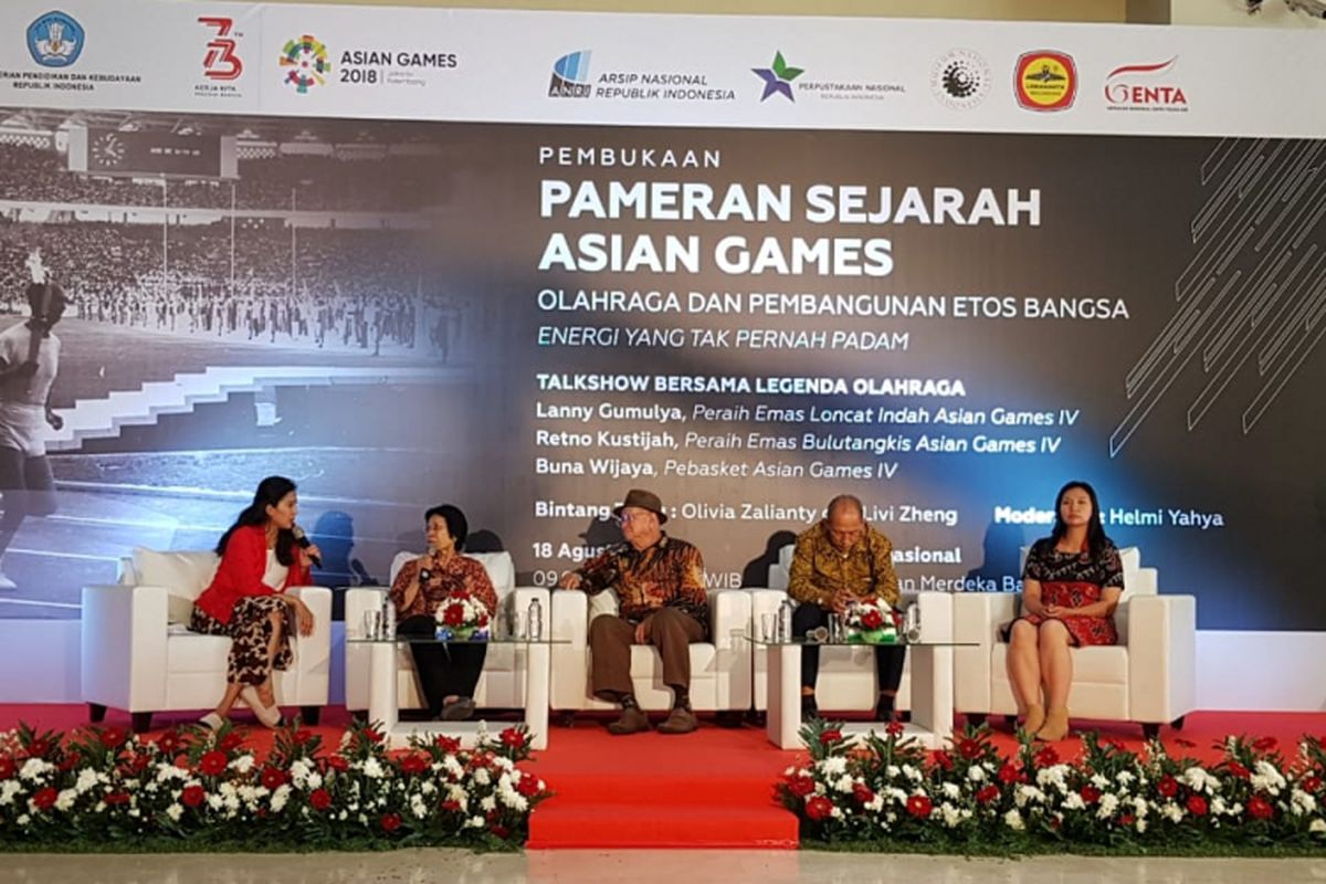 Pameran Sejarah Asian Games dengan tajuk Olahraga dan Pembangunan Etos Kerja (Energi yang Tak Pernah Padam), di Museum Nasional, Jakarta, Sabtu (18/8/2018).