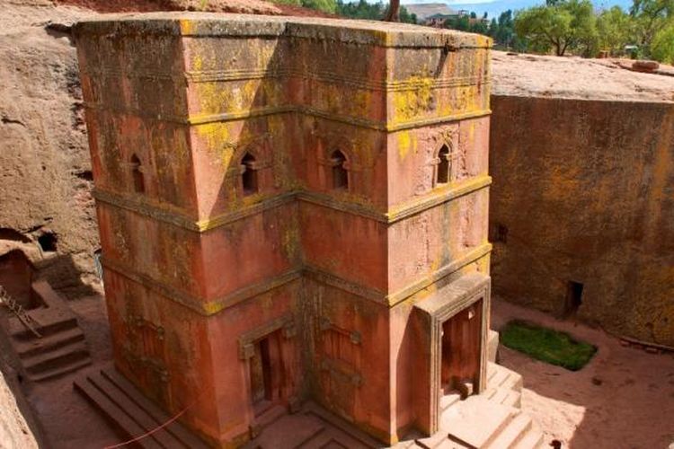 Gereja St. George, situs warisan dunia UNESCO, Lalibela, Ethiopia.