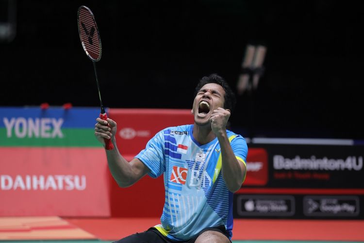 Tunggal putra Chico Aura Dwi Wardoyo setelah memastikan kemenangan atas Lu Guang Zu (China) di semifinal Malaysia Masters 2022 di Axiata Arena, Kuala Lumpur, Sabtu (9/7/2022). 