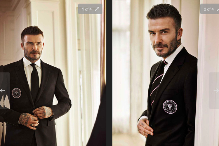 David Beckham dalam setelan jas khusus untun Inter Miami karya Ralph Lauren.