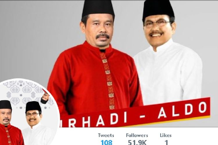 Gambar calon presiden Nurhadi dan pasangan cawapres-nya Aldo di akun Twitter mereka di @nurhadi_aldo yang menjadi viral. 