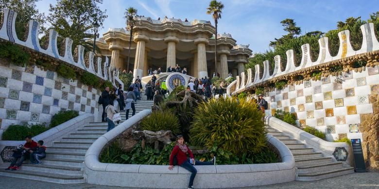 Salah satu sudut Park Guell, taman kota rancangan arsitek Antoni Gaudi di Barcelona