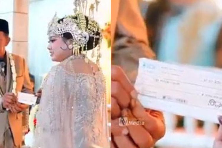 Tangkapan layar unggahan di kanal YouTube AV Media pada Kamis (9/10/2025). Kakek Tarman (74) dan Sheila Arika (24) menikah di Pacitan, Jawa Timur, dengan mahar cek Rp 3 miliar. 