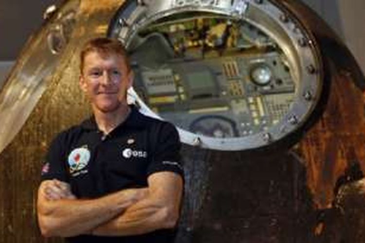 Astronot Inggris, Tim Peake, saat memberikan konferensi pers di Museum Sains,  London,  6 November 2015. Peake berangkat ke Stasiun Antariksa Internasional (ISS), 15 Desember 2015.