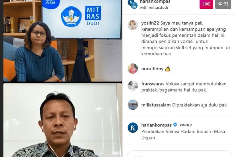 Direktur Mitras DUDI Kemendikbud, Ahmad Saufi menjadi narasumber dalam acara Kompas Talks.