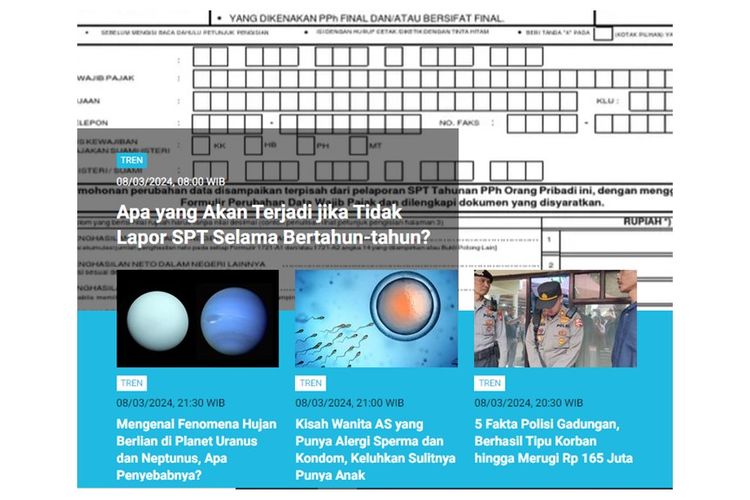 Artikel terpopuler kanal Tren, Jumat (8/3/2024)