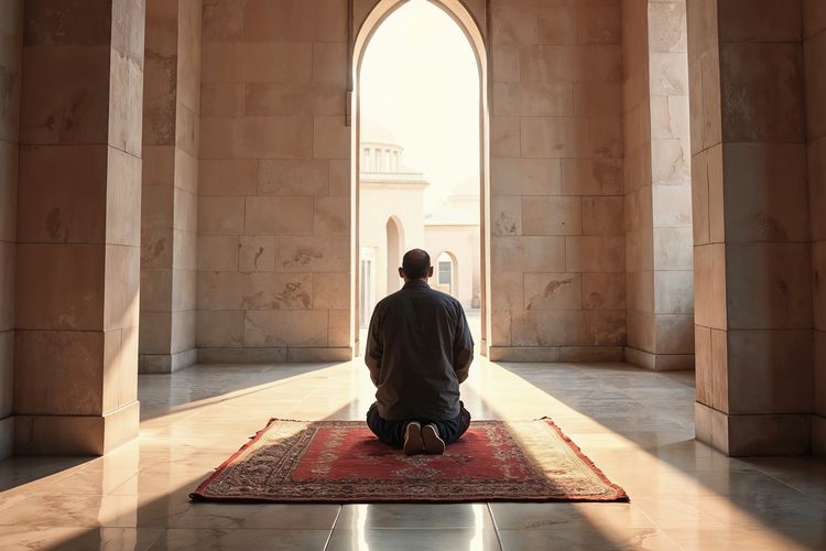 Ilustrasi sholat gerhana. Rasulullah SAW tidak menyambut gerhana dengan pengamatan fisik semata. Beliau mengajarkan umatnya untuk mengisi momen tersebut dengan zikir, doa, sedekah, dan perenungan.