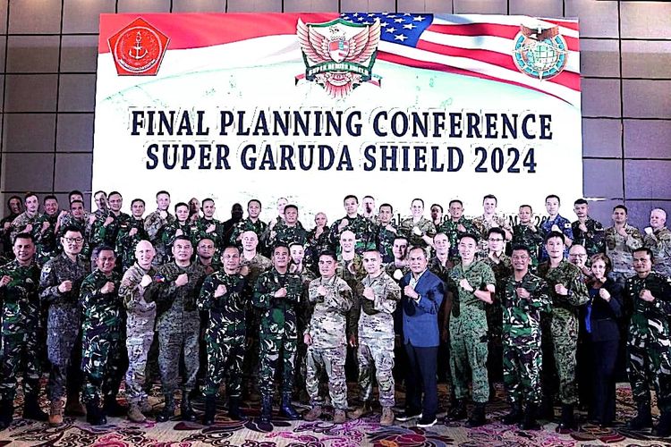 TNI dan perwakilan militer se-Indo Pasifik menggelar final planning conference (FPC) atau konferensi perencanaan akhir latihan bersama multilateral Super Garuda Shield di Hotel Fairmont, Senayan Jakarta Pusat, Senin (29/4/2024).