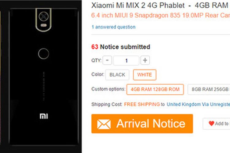 Bocoran Xiaomi Mi Mix 2