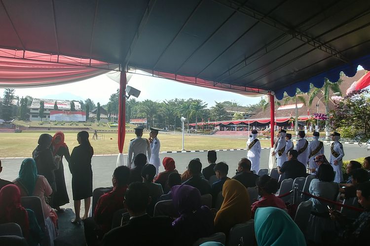 Suasana wisuda lulusan praja IPDN, Selasa (8/8/2017)