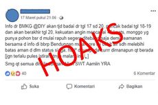 [HOAKS] Ada Badai 45 Knot di Yogyakarta pada 17-20 Maret 2019