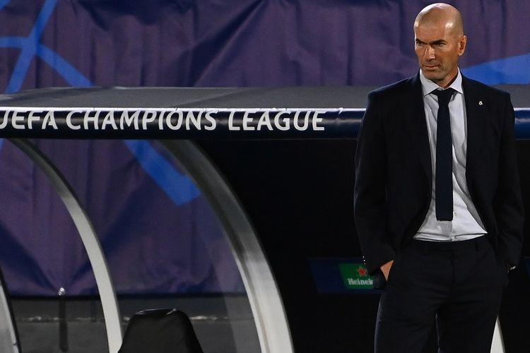 Pelatih Real Madrid, Zinedine Zidane, pada laga kontra Shakhtar Donetsk (Ukraina), Kamis (22/10/2020) dini hari WIB.