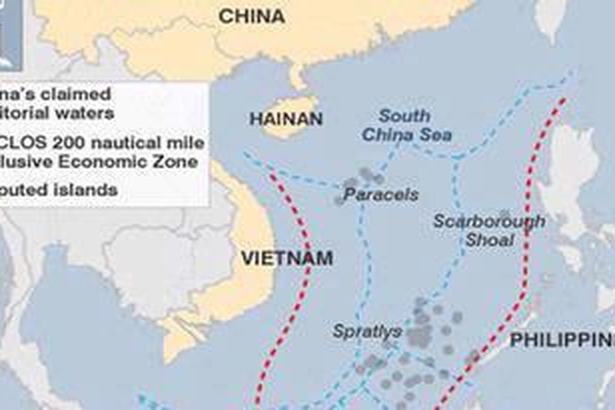 Wilayah Laut China Selatan yang menjadi sengketa antara China dengan sejumlah negara anggota ASEAN.